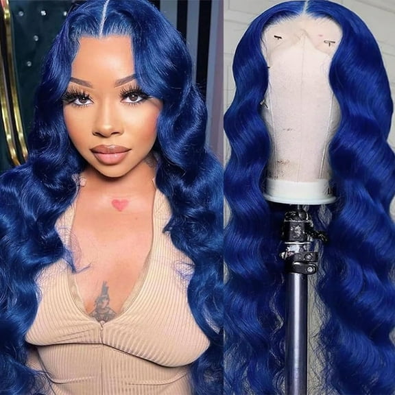 SDOHIG Braiding Hair Extensions, 30 In Braided Wigs, Blue Lace Front Wigs, Glueless Wigs Pre Plucked, Colored Frontal Wigs for Stage Party Halloween Costume Cosplay, Gift for Women