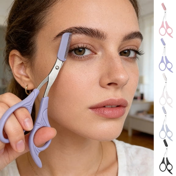 SDOHIG Eyebrow Scissors with Detachable Comb, Washable Eyebrow Trimmer and Shaver, 2-in-1 Grooming Tool for Precise Shaping, Style A