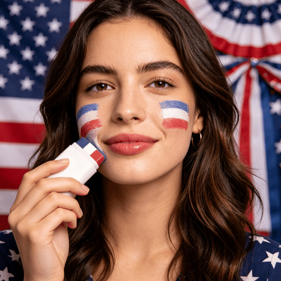 SDOHIG Flag Face Paint Set, Three-Color Red White & Blue Oil Paint for Patriotic Events, Face & Body Art Supplies, Safe & Easy to Apply for 4th of July, Halloween & Sports Games, 3 Colors