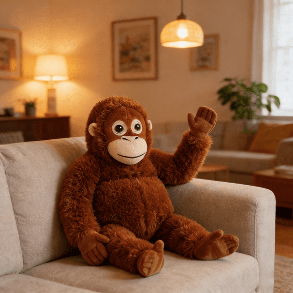 SDOHIG Jungle Punch Monkey Plush Toy, Realistic Orangutan Stuffed Animal with Straps for Women Men Gift Anniversary and Home Decor