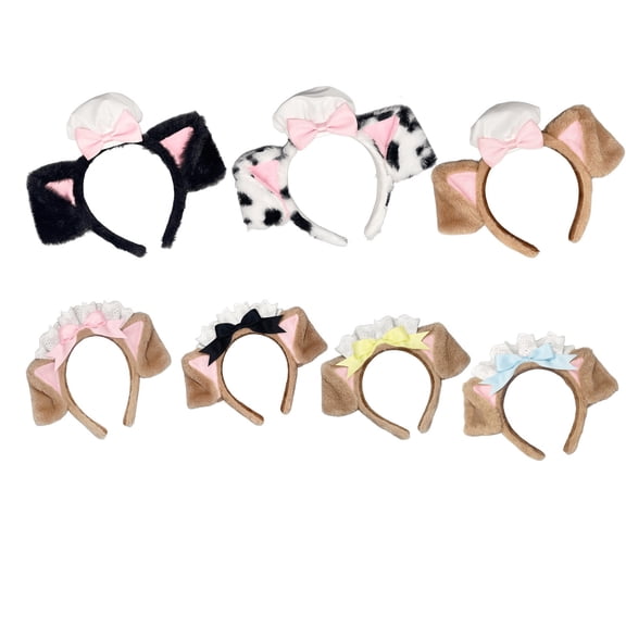 SDOHIG Plush Spotted Dog Headband, Adult Soft Polka Dots Puppy Headband, Cute Animal Ears for Party Accessories and Cosplay, Brown and White, Style B