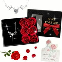 SDOHIG Preserved Red Real Rose with Necklace - Eternal Flowers Rose Birthday Gifts for Women Her Mom Wife Girlfriend Grandma on Valentines Mothers Day Christmas Anniversary Romantic-Red