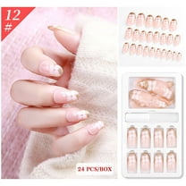 SDOHIG Press on Nails, Fake Nails, Reusable Artificial Nails, 24PCFake Nails Reusable Stick Nails Press Full Cover False Nail Tips 3ML