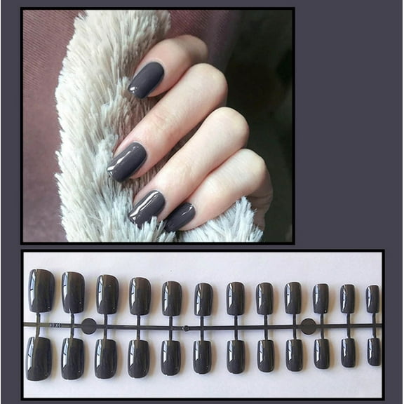 SDOHIG Press on Nails, Fake Nails, Reusable Artificial Nails, Long Nails Fake Nail Patch Rectangular Color Nail Art 24PC