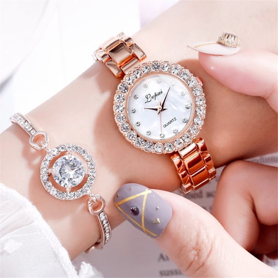 SDOHIG Women's Silver Band White Dial Quartz Watch with Matching Bracelet, Business Casual Set, Classic and Versatile for Daily Dressing
