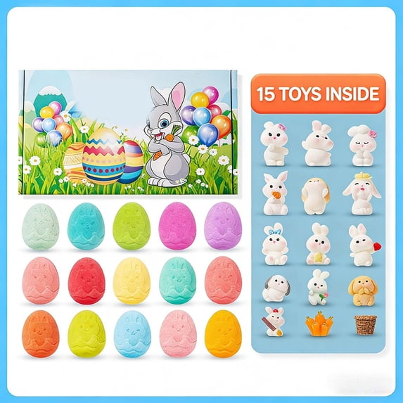 SDOHIG surprise bath bombs for kids,15Pcs Handmade Rabbit-shaped Shapes Bubble Bath,Natural Oil,Fun Spa Educational Bath Toys Gift Set, for Boys and Girls