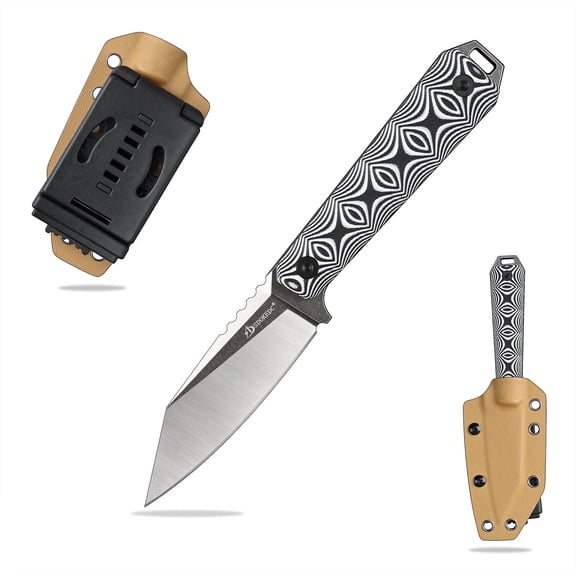SDOKEDC 3.31-Inch Fixed Blade Knife, DC53 Steel Blade with G10 Handle, Kydex Sheath, 60-61 HRC, EDC Outdoor Camping