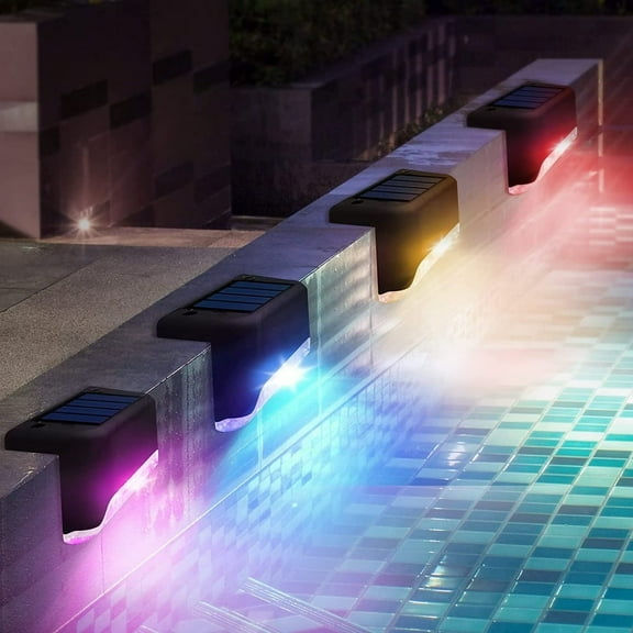 SDOTXA 16 Pack Solar Deck Lights Outdoor  Color Glow Solar Step Lights  Waterproof LED Solar Fence Lights for Stair  Patio  Pathway and Garden  Color Changing