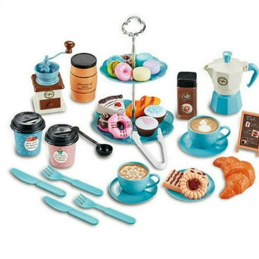 SDOTXA 38pcs Pretend Tea Party Set for Little Girls  Tea Set for Little Girls  Food Toys for Kids Age 3 4 5 6 7 8 9