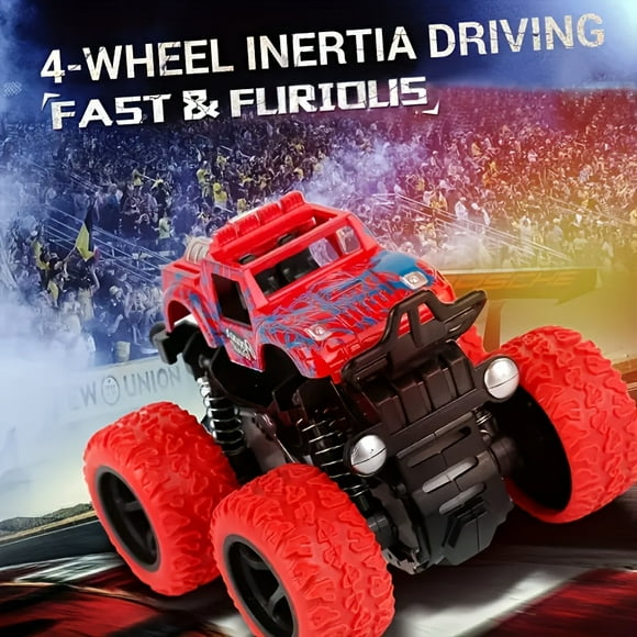 SDOTXA 4pcs Friction-Powered Monster Truck Toy Set for Youngsters Ages 3-8  Dual-Direction Inertia Bumper Cars - Perfect Gift for Birthdays  Halloween & Christmas