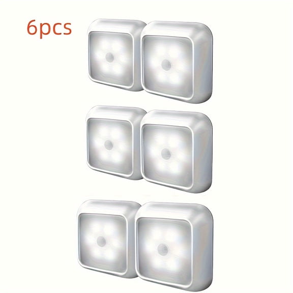 SDOTXA 6pcs 6 LED Motion Sensor Night Light LED Wall Lamp Closet Cabinet Stair Wireless For Ladder Bedroom Corridor Staircase Indoor Decoration Light