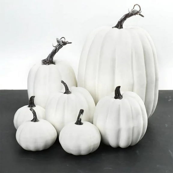 SDOTXA  7Pcs Halloween White Foam Simulation Artificial Pumpkin  Model Foam Craft Fall Decoration