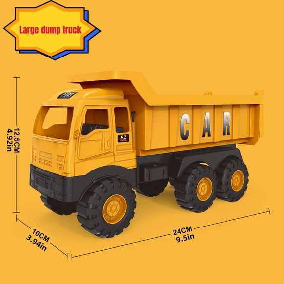 SDOTXA 9.5 Inch Large Size Children‘s Engineering Dump Truck - Manual Operation Simulation Tool Car Inertia Sliding Durable Construction Perfect Halloween Gift for Kids Educational T