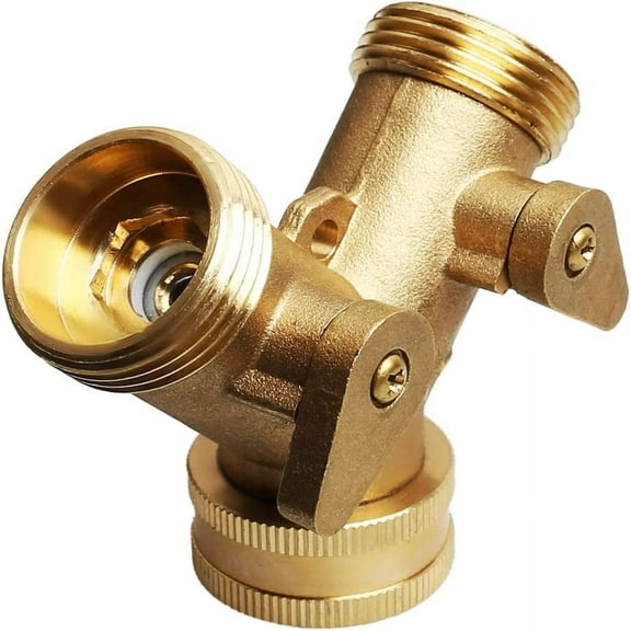 SDOTXA Brass Manifold Garden Tap Y Valve - 2 Way Hose Connector