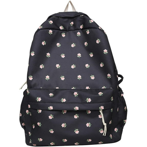 SDOTXA Kawaii Floral Print Backpack with Pendant Preppy Backpack Cottagecore Bag Coquette Aesthetic Backpack Daypack (White One Size)