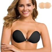 SDOTXA Niidor Adhesive Bra Strapless Sticky Invisible Push up Silicone Bra for Backless Dress with Nipple Covers Nude