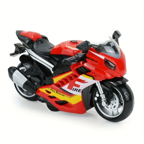 SDOTXA Press & Go Red Motorcycle Toy with Realistic Sounds and Flashing Lights - Perfect for Boys Ages 3-9