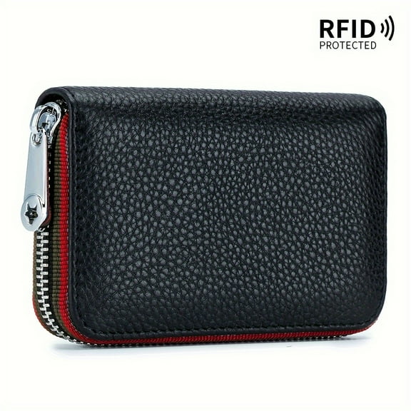 SDOTXA RFID Blocking Leather Card Holder Wallet for Men & Women Small Travel Wallet with Zipper