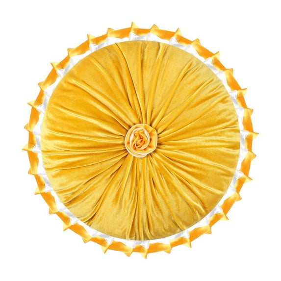 SDOTXA Round Velvet Throw Pillow Home Decoration Pleated Cushion for Living Room Bedroom Sofa Couch Chair Bed Car 15 inch