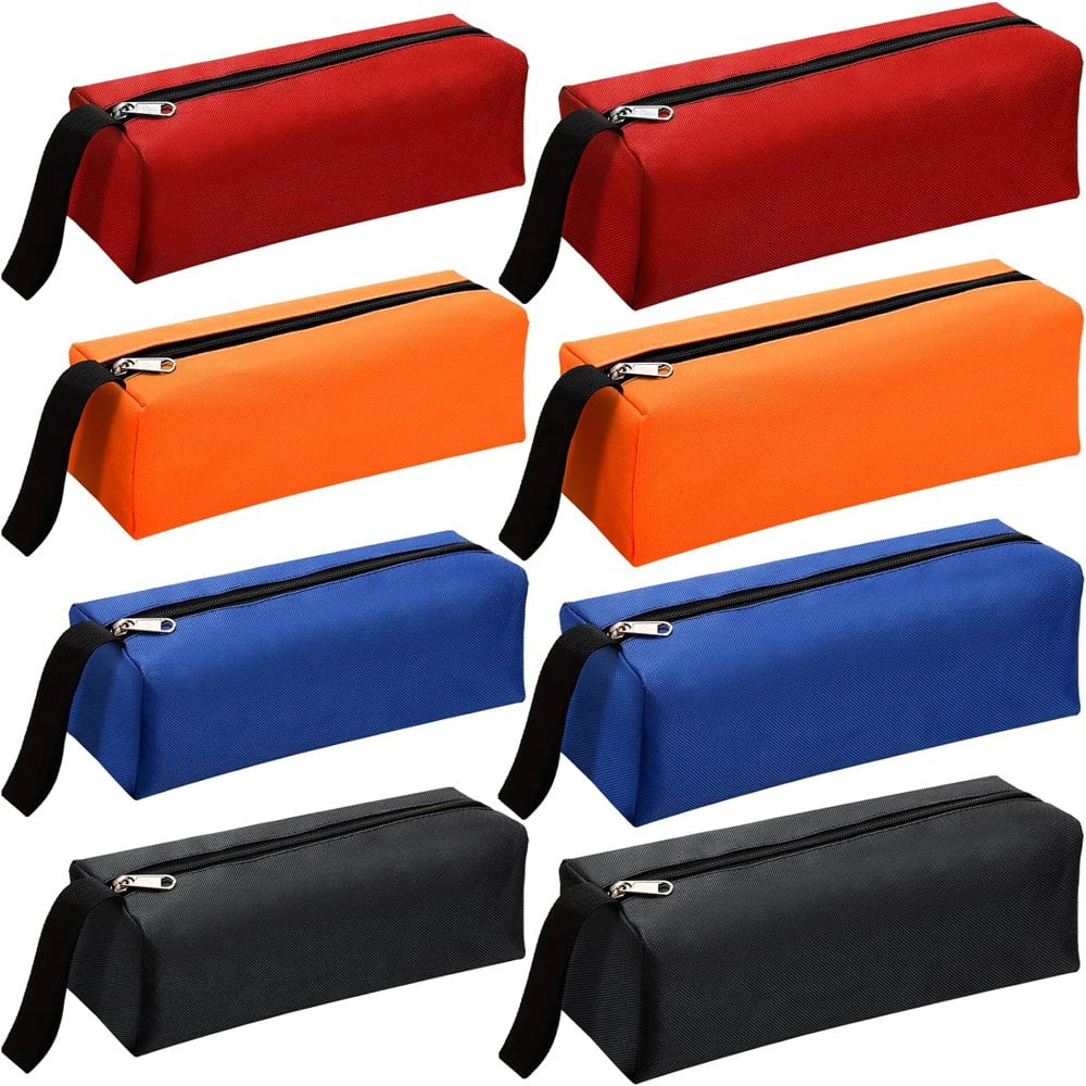 SDOTXA Set of 8 Small Tools Bags  Zippered Tool Pouches Waterproof Oxford Cloth Tote Bags for Screwdrivers  Pliers  Wrenches  Multi-purpose Storage  2 Sizes 4 Colors