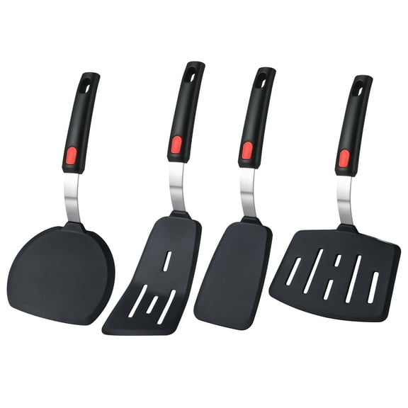 SDOTXA Silicone Spatula Turner  4-Pack Spatulas 600F Heat Resistant Set for Nonstick Cookware  Large Flexible Kitchen Cooking Utensils BPA Free Rubber Egg  Crepe  Pancake  Burger  Fis