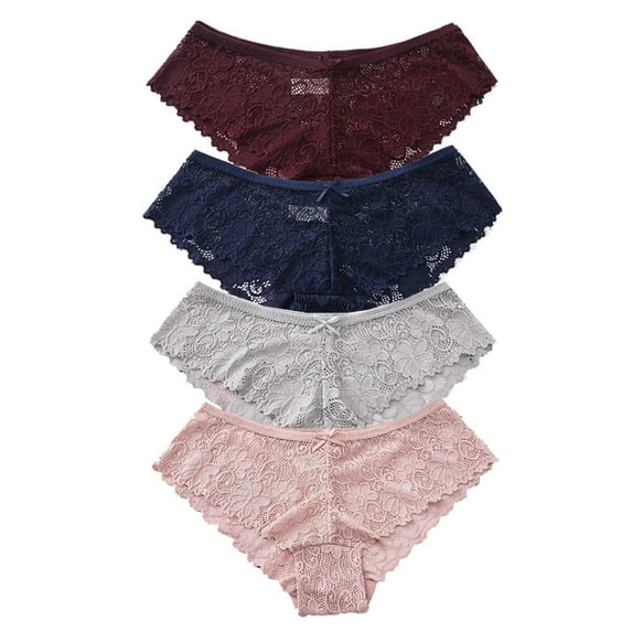 SDOTXA Womens Hipster Underwear Lace Cheeky Panties Cotton Ladies Underwear 4-Pack Size S-XL