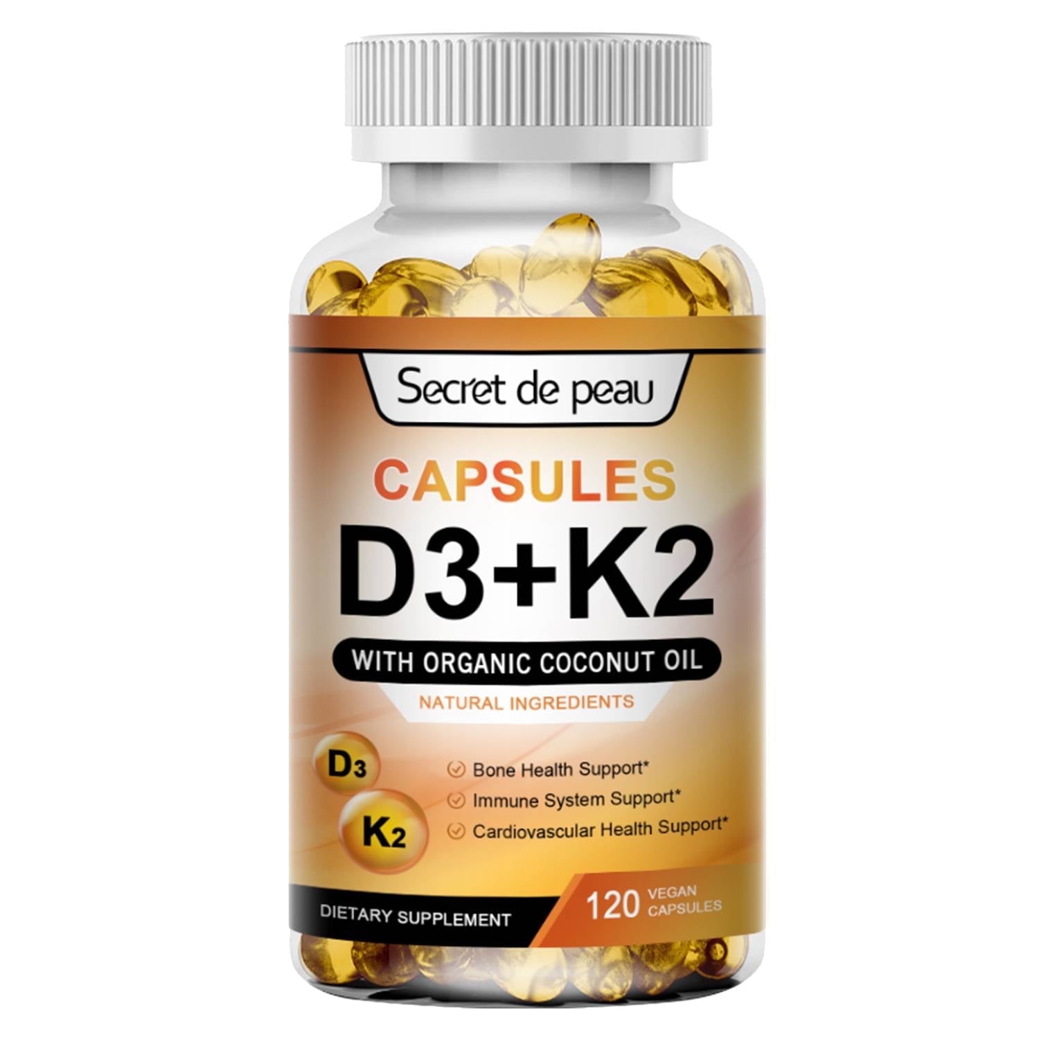 SDP Vitamin D3 + K2 5000 IU Capsules Daily Supplement,Support Immune System Bones Healthy Heart