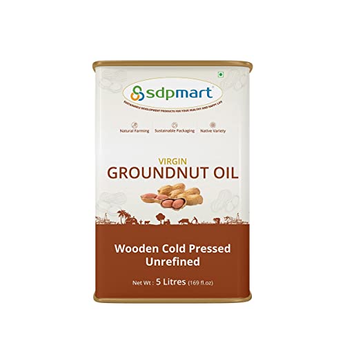 SDPMart Cold pressed virgin Groundnut oil/Peanut Oil 5 Ltr Chekku