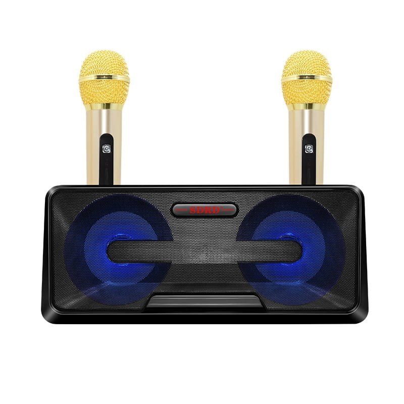 SDRD SD-301 2 in 1 Portable Karaoke System Family KTV with Dual Wireless Live Microphone + Bluetooth Speaker (Black)