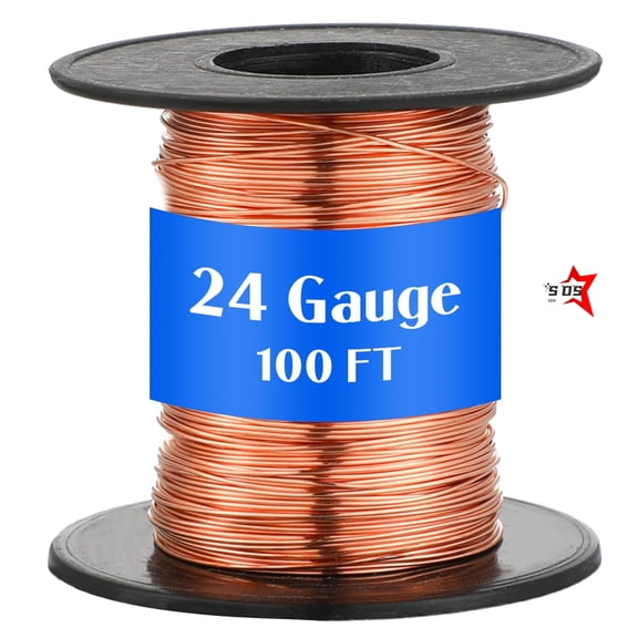 SDS 100ft 24 Gauge Copper Wire for Gardening, Electroculture, Bonsai, Jewelry Making Beading DIY Craft Pure Bare Copper Wire Spool
