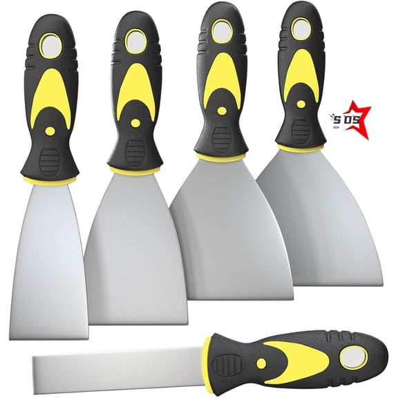 SDS 5Pcs Putty Knife, Set, 1" 2" 3" 4" 5" Scraper, Spackle Knife, Paint Scraper, Scraper Tool, No Rusting, Perfect For Repairing Drywall, Removing Wallpaper, Mud, Plaster Scraping