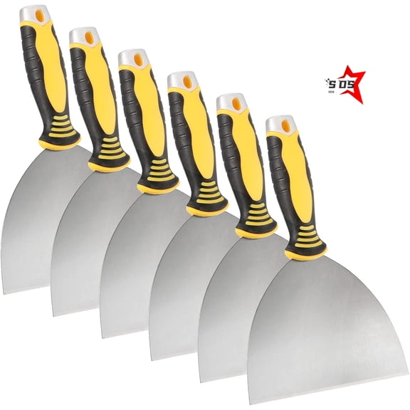 SDS 6 PCS Joint Knife, 6 Inch Putty Blade Drywall Joint Knife with Ergonomic Plastic Soft-Grip for Plasterboard Mud Decal