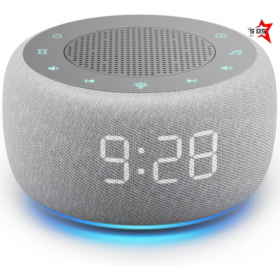 SDS Alarm Clock with Sound Machine for Bedrooms 2-in-1 White Noise Machine for Sleep, Gentle Wake-Up with Soft Alarm Sounds, Ambient Night Light, Plug-in, Sleep Better, Wake Gently