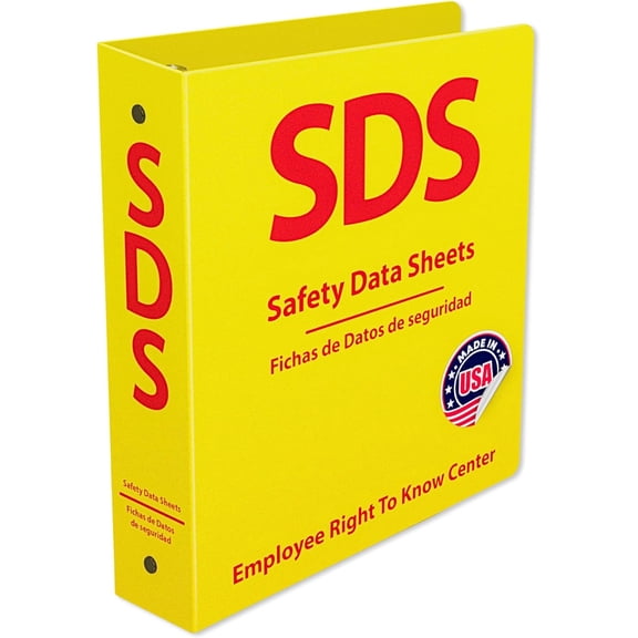 SDS Binder 2 Inch - OSHA Compliant Safety Data Sheet Binder - Bilingual English/Spanish - Heavy Duty MSDS Binder - Holds 400 Sheets - Bright Yellow