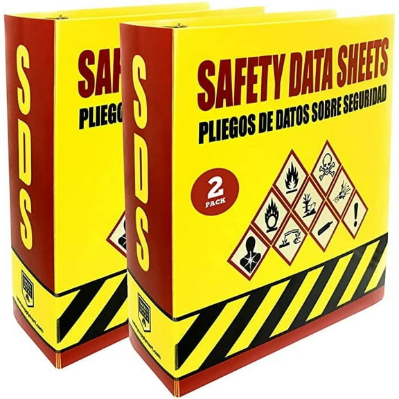 SDS Binder, Heavy Duty 3 Ring Binder 3 Inch, English Spanish Bilingual, 600 Safety Data Sheets Capacity, Pack of 2