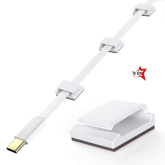 SDS Ethernet Cable Clips, 100 PCS Adhesive Wire Clips, Flat Cord Clips Small Cable Holder Management for Home Wall Flat Ethernet Network Cord Organizer, Decoration Fairy Light Sticky Hooks, White