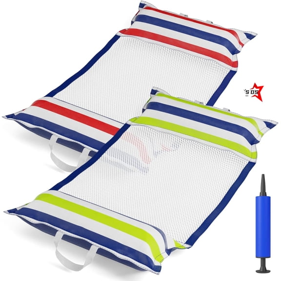 SDS Inflatable Pool Hammock Float - 2 Pack Water Hammock Pool Floaties Multi-Purpose (Saddle Lounge Chair Drifter) 4 in 1 Lake Beach Floating Loungers Swimming Pool Floats Toys for Adults