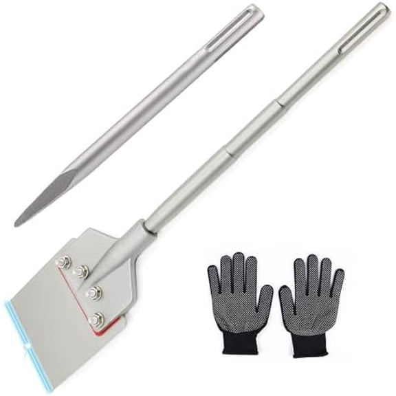 SDS Max Floor Scraper 6 in. x 24 in. Wide Tile Flooring Adhesives Remover, Thinset Removal Tool Chisel Bit with Spare Blades & Point Concrete Chisel & Gloves$$Tools & Hardware Other