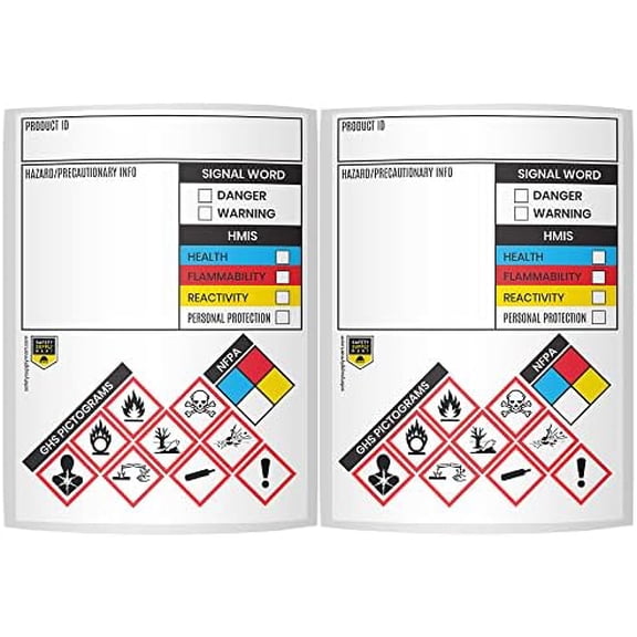 SDS OSHA Data Labels 4 x 3 Inches, 2 Rolls of 250 (500 Total) | GHS Pictogram Stickers with Perforated Edges | HMIS & Hazard Compliant for Chemical Safety & Secondary Containers