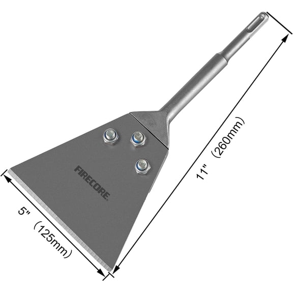SDS Plus Floor Scraper Kit, 5" x 11" Tile Removal Tool with SDS Plus Chisel Bit for Rotary Hammer Drill, Thinset Vinyl Scraper Adhesives Remover with Replacement Balde FS22510