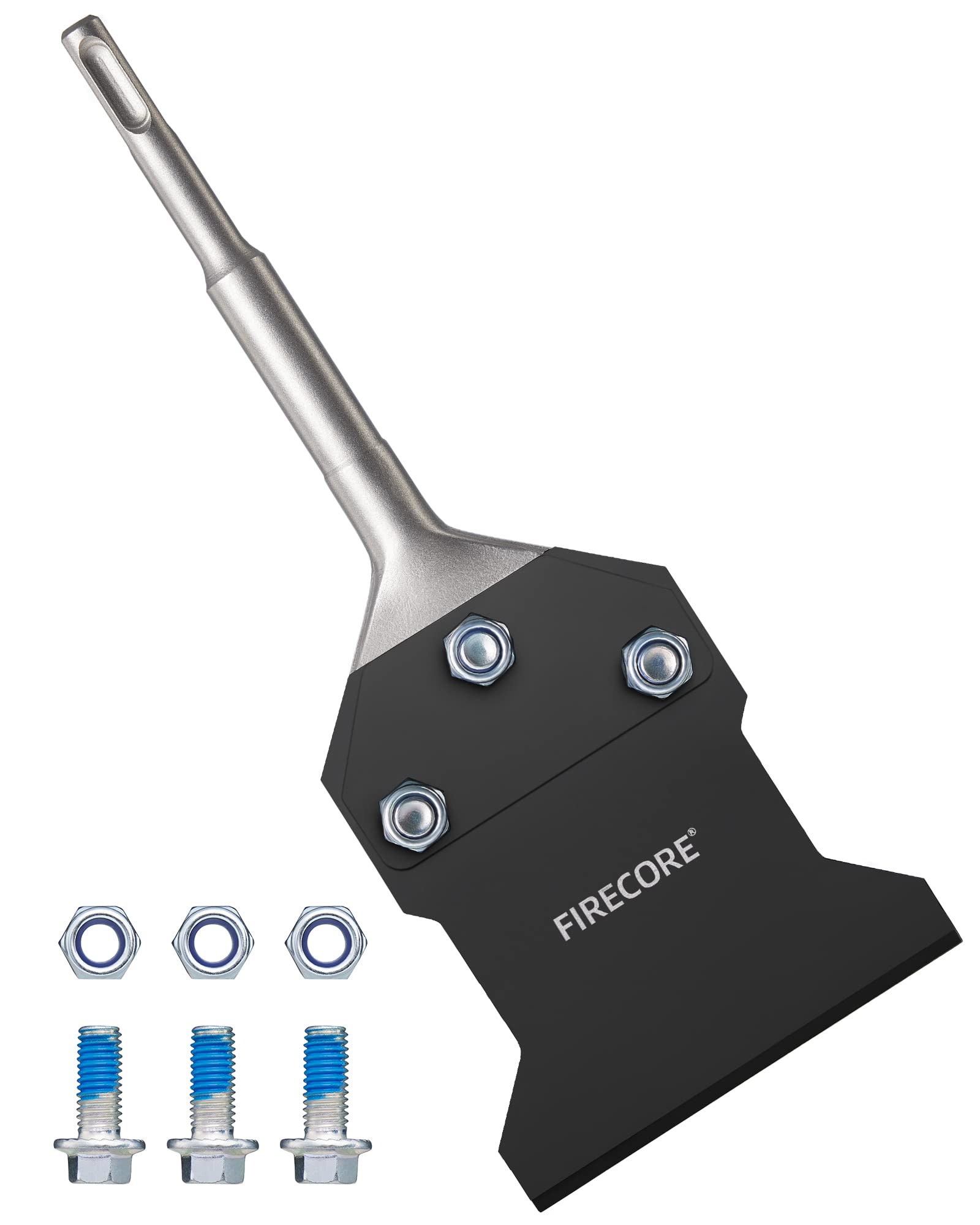 SDS Plus Floor Scraper with Spare Bolts and Nuts, Firecore 4 Inch x 10