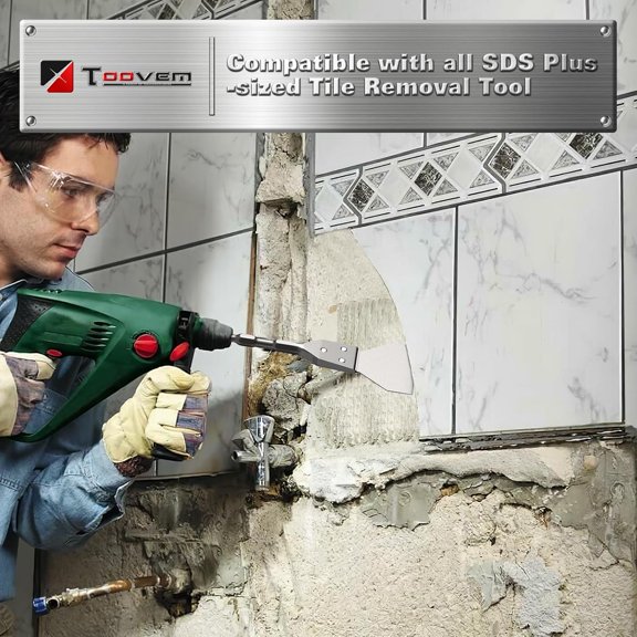 SDS Plus Floor Scraper, TOOVEM 4 Inch Wide Tile Thinset Scaling Chisel, Adhesives Remover Tool Chisel Bit for SDS Plus Rotary Hammer Drill$$Tools & Hardware Other