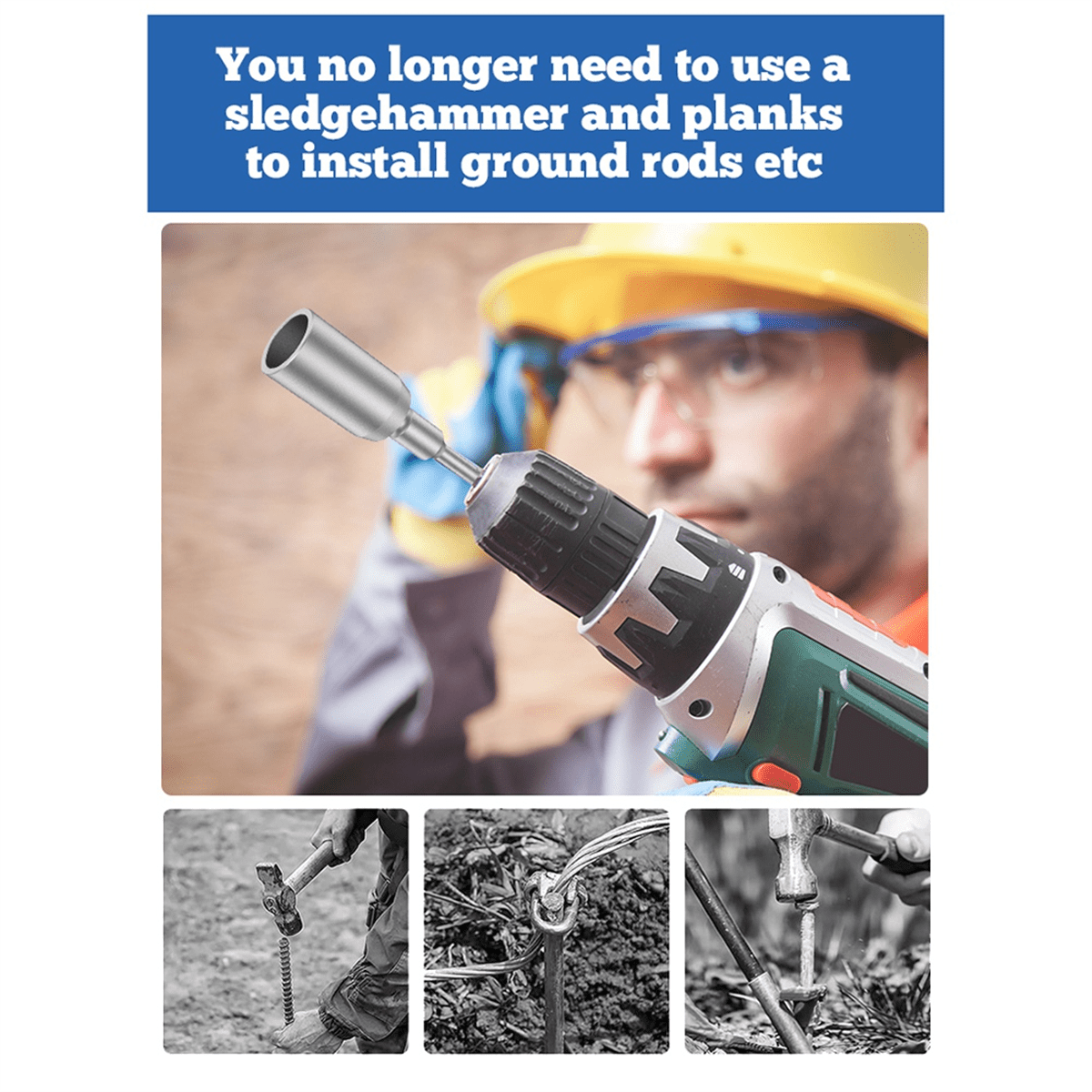 SDS Plus Ground Rod Driver Heavy Duty Grounding Rod Steel Drill Bit