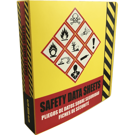 SDS Ring Binder, Trilingual with English/Spanish/French, Heavy Duty with 1.5 Inch Capacity Holds 250 Pages