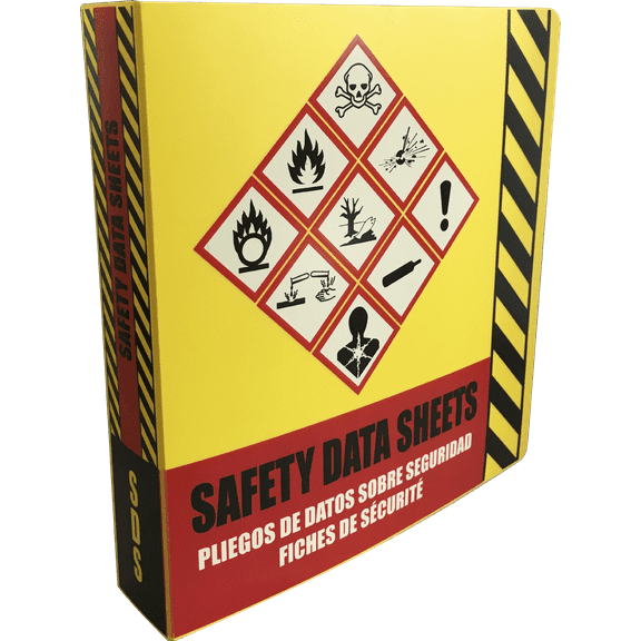 SDS Ring Binder, Trilingual with English/Spanish/French, Heavy Duty with 1.5 Inch Capacity Holds 250 Pages