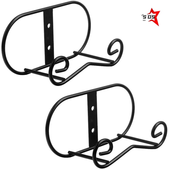 SDS Wall Mount Plate Display Stands - 2 Pack Black Iron Easel Holders - Vertical Wall Hangers for Decorative Plates, Picture Frames, Art