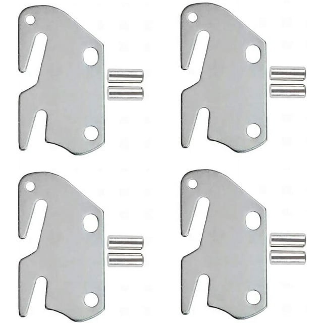SDTC Tech 4 Sets Wooden Bed Rail Hook Plates #10 Bed Frame Bracket Headboard Footboard Hook Supports with Mounting Pins for Bed Parts Replacement or New Bed Constructions