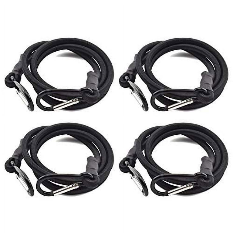 SDTC Tech 48 Inch Bungee Cord with Carabiner Hook  4 Pack Superior Latex  Heavy Duty Straps Strong Elastic Rope Locks onto Anchor Points of Luggage  Rack/Cargo/Camping/RV/Hand Carts etc. 