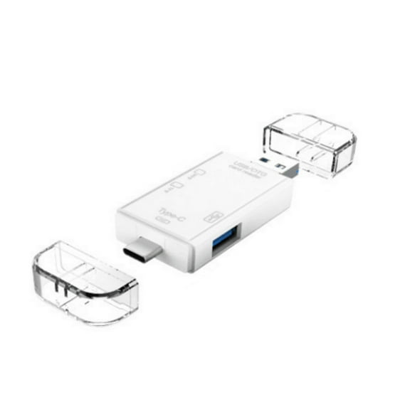 SDTF Card Reader with USB MicroUSB and USB C Connectors for Various Devices