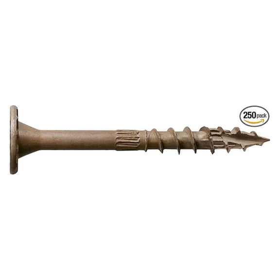 SDWS22300DBMB Strong-Drive SDWS Timber Screws (Exterior Grade), 0.220 Inch x 3 Inch, Double-Barrier Coated, Washer Head, Sawtooth Point, Tan (Pack of 250)